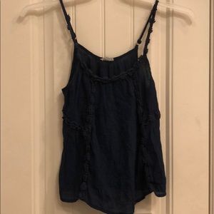 Blue tank top with flowers